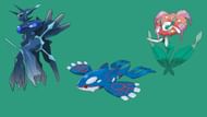 Origin Forme Dialga, Kyogre, and Flogres (Image via TPC)